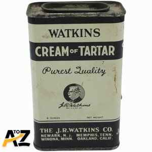 Vintage Watkins Cream of Tartar Spice Tin Excellent Advertising Graphics 4oz